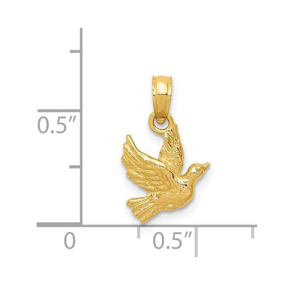 14k Yellow Gold Petite Flying Dove Pendant - Picture 3 of 4